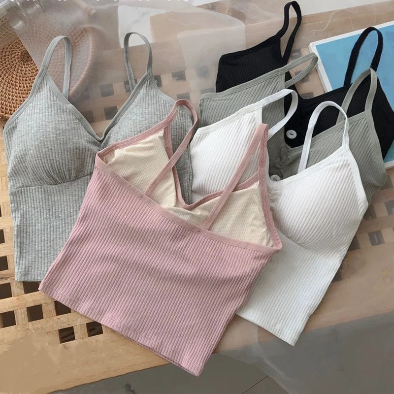 Damen Strick-Tanktop mit Trägern – Basic Crop Top