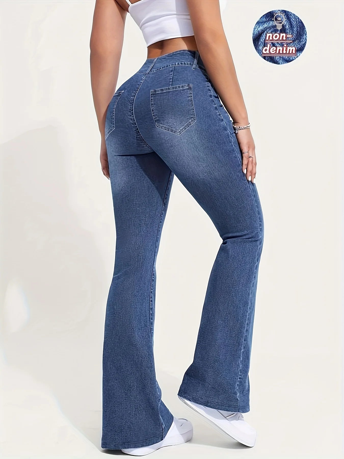 Damen Jeans-Optik Leggings – Hochtaillierte Stretch-Hose