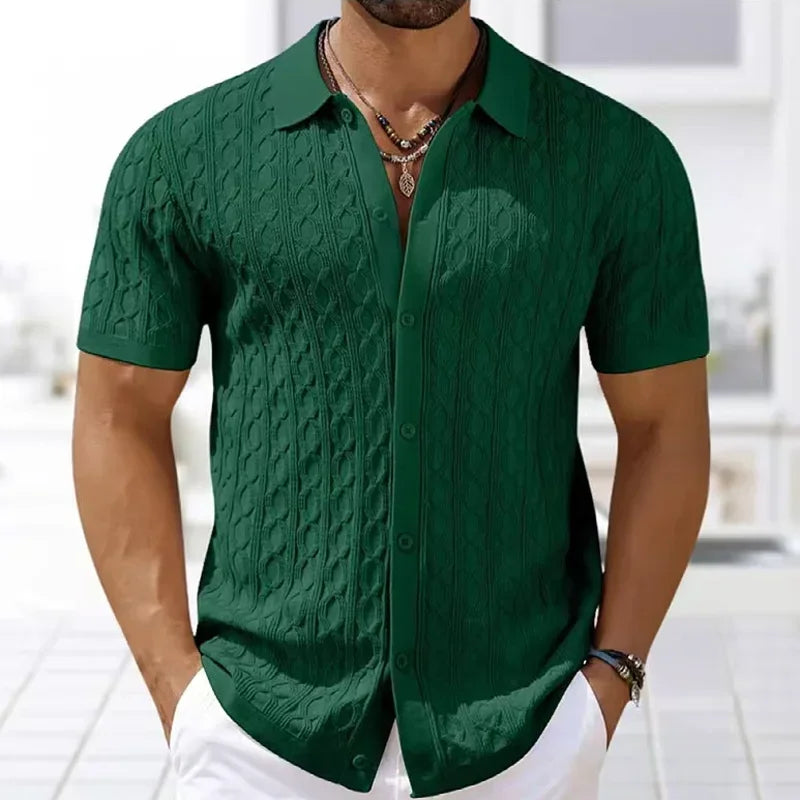 Herren Strick-Polohemd Kurzarm – Business Casual Top