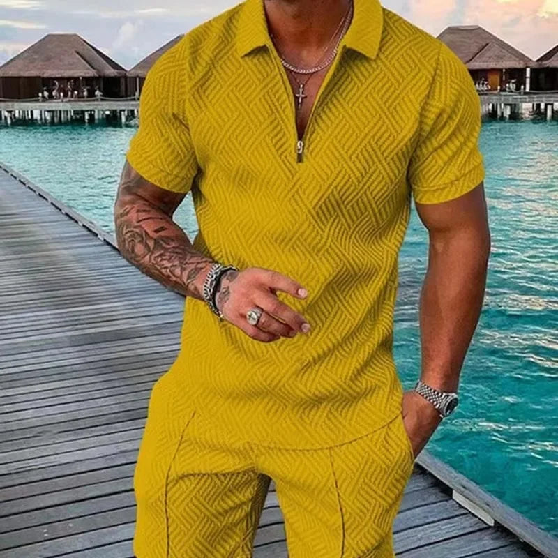 Herren Polo-Set mit Shorts – Zweiteiliger Sommeranzug