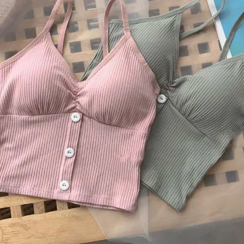 Damen Strick-Tanktop mit Trägern – Basic Crop Top