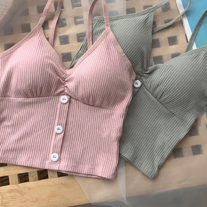 Damen Strick-Tanktop mit Trägern – Basic Crop Top