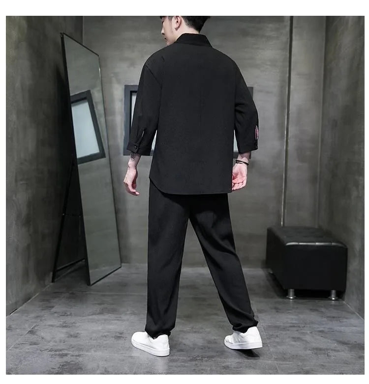 Herren Sommer-Set Eisseide – V-Ausschnitt Oberteil & Hose