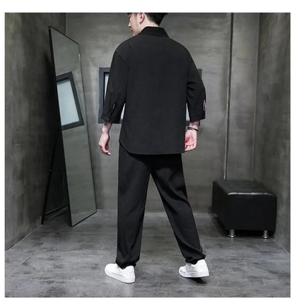 Herren Sommer-Set Eisseide – V-Ausschnitt Oberteil & Hose