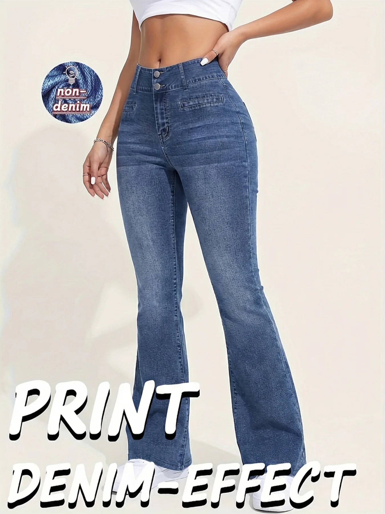 Damen Jeans-Optik Leggings – Hochtaillierte Stretch-Hose