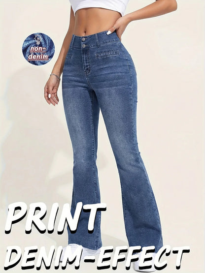 Damen Jeans-Optik Leggings – Hochtaillierte Stretch-Hose