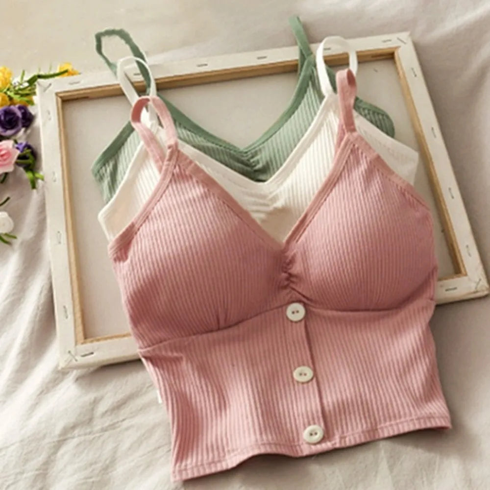 Damen Strick-Tanktop mit Trägern – Basic Crop Top