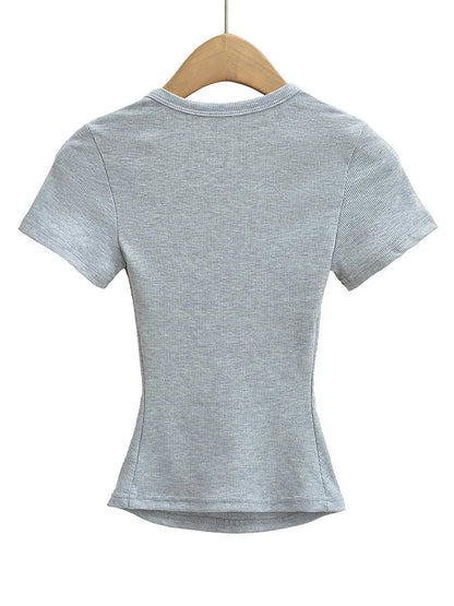 Damen Crop Top eckiger Ausschnitt – Stretch Sommer-Shirt