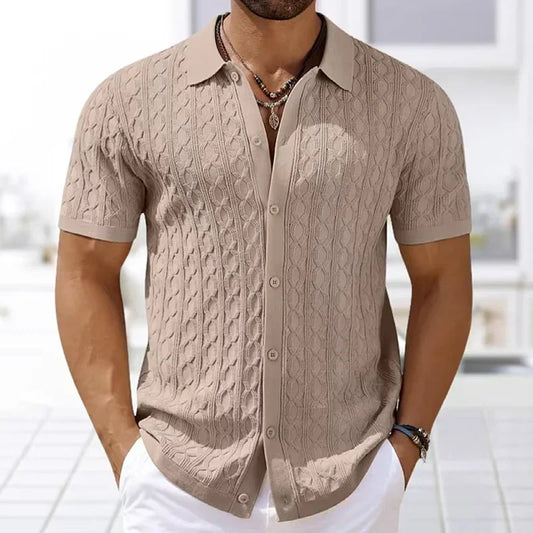 Herren Strick-Polohemd Kurzarm – Business Casual Top