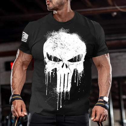 Herren Oversized T-Shirt mit 3D-Totenkopf-Print