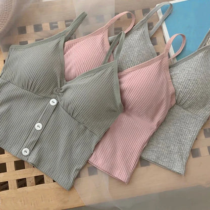 Damen Strick-Tanktop mit Trägern – Basic Crop Top