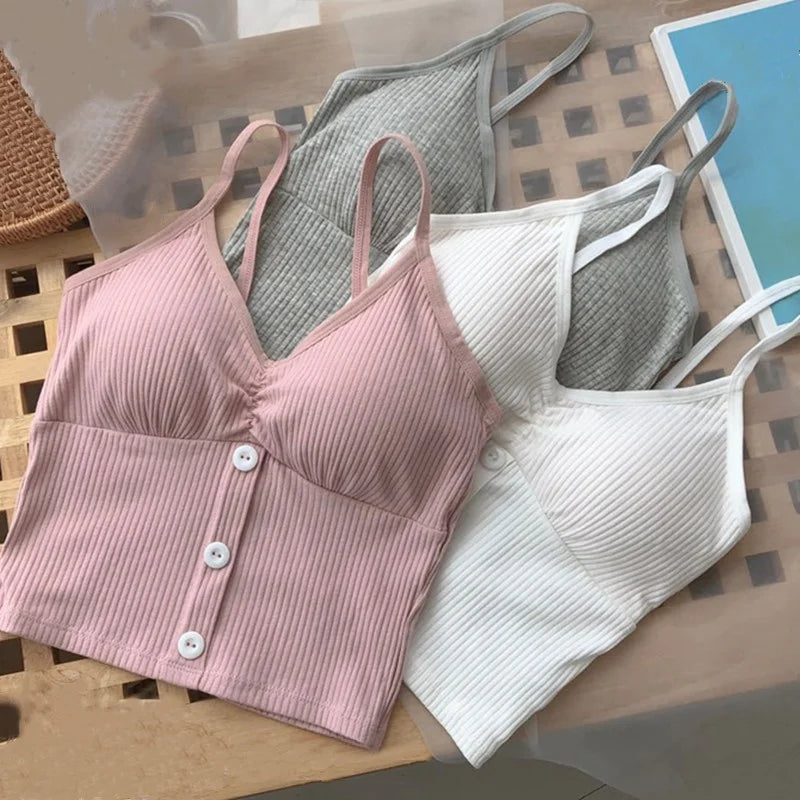 Damen Strick-Tanktop mit Trägern – Basic Crop Top
