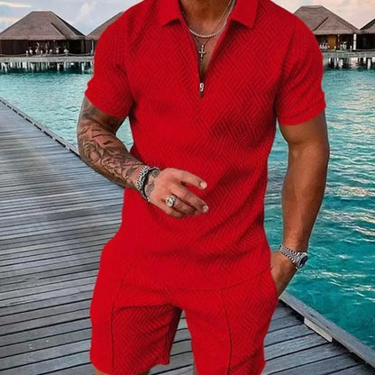 Herren Polo-Set mit Shorts – Zweiteiliger Sommeranzug