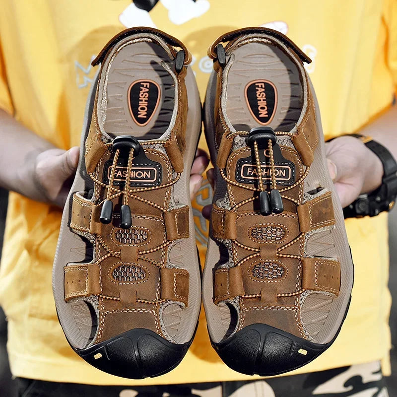 Herren Leder-Sandalen – Atmungsaktive Sommer-Sandalen