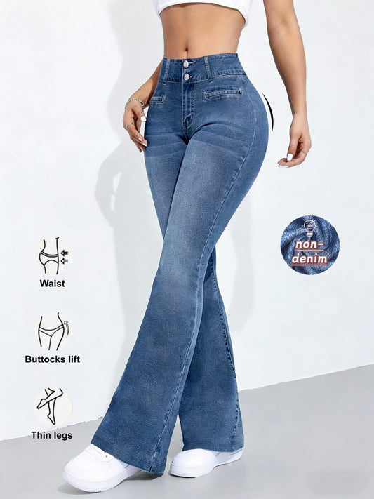 Damen Jeans-Optik Leggings – Hochtaillierte Stretch-Hose