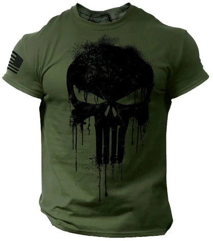 Herren Oversized T-Shirt mit 3D-Totenkopf-Print