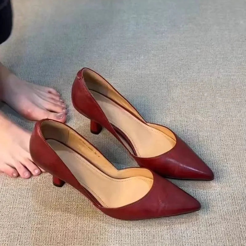 Damen Pumps Spitz – Elegante Retro Slip-On Heels