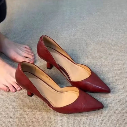 Damen Pumps Spitz – Elegante Retro Slip-On Heels