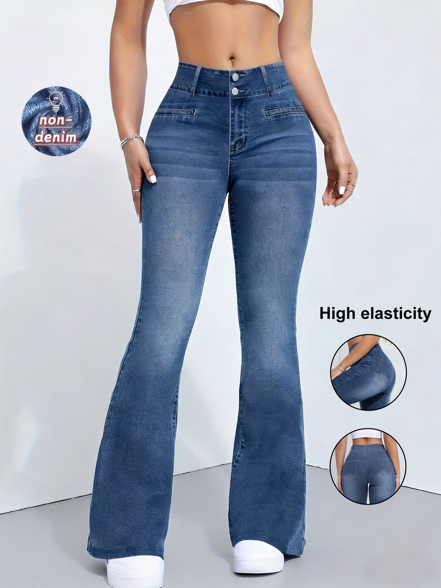 Damen Jeans-Optik Leggings – Hochtaillierte Stretch-Hose