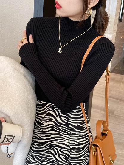 Damen Rollkragenpullover – Dünner Strick-Langarmpullover