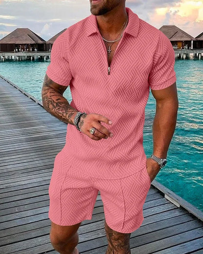 Herren Polo-Set mit Shorts – Zweiteiliger Sommeranzug