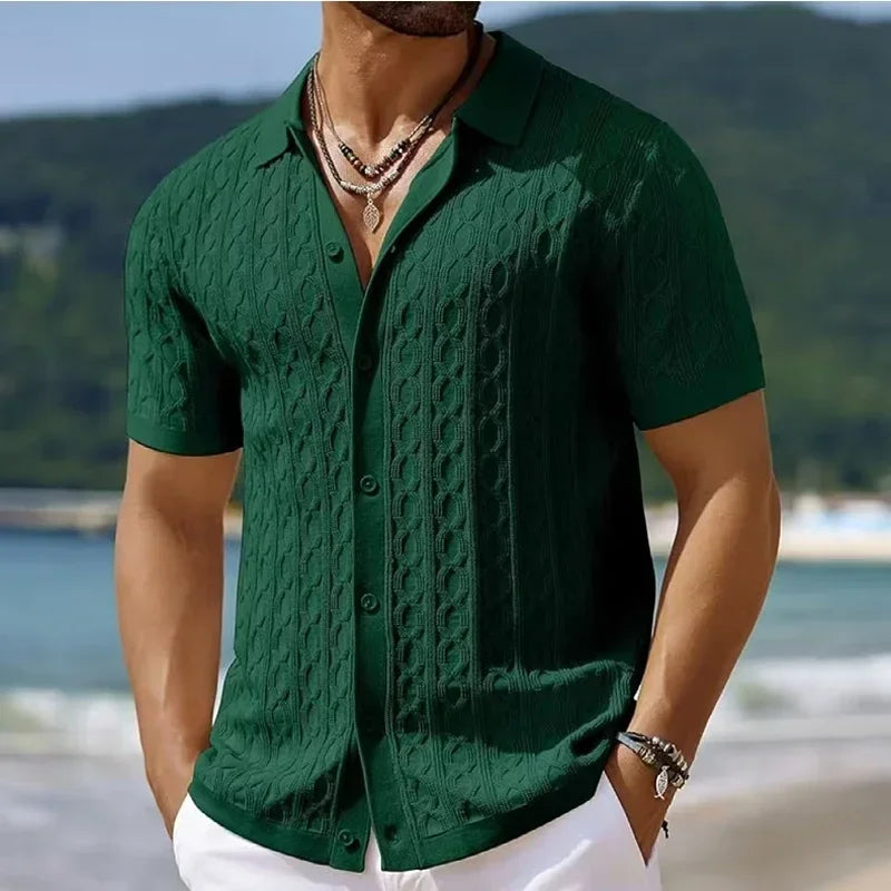 Herren Strick-Polohemd Kurzarm – Business Casual Top