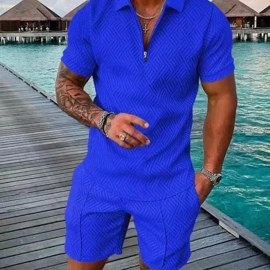 Herren Polo-Set mit Shorts – Zweiteiliger Sommeranzug