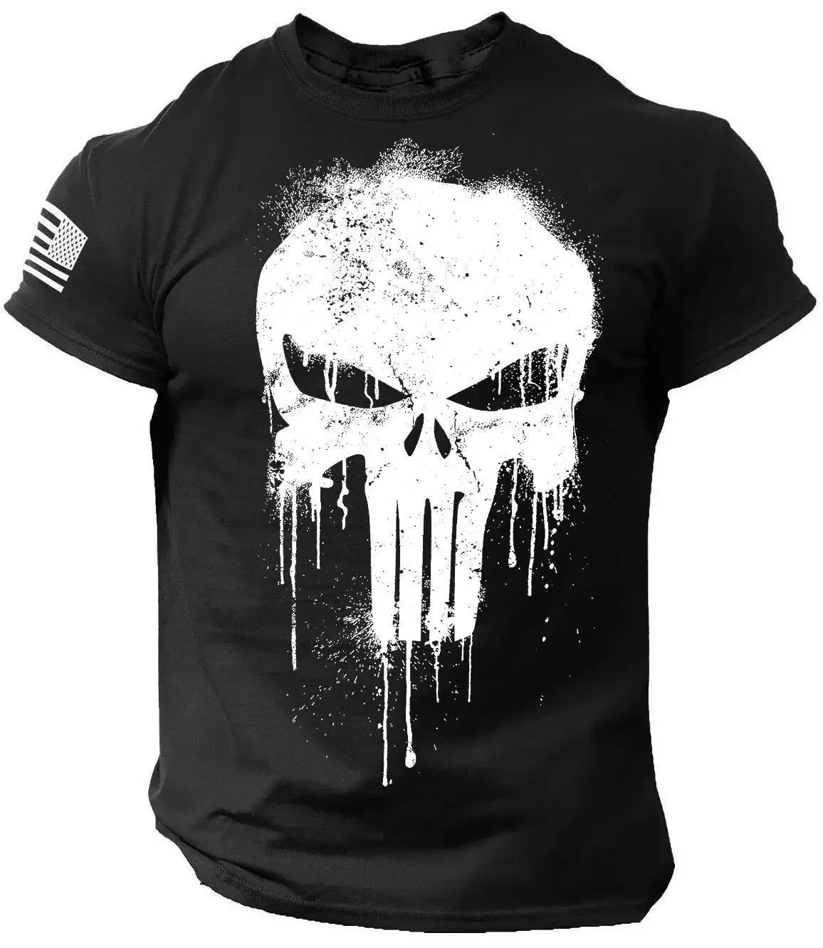 Herren Oversized T-Shirt mit 3D-Totenkopf-Print