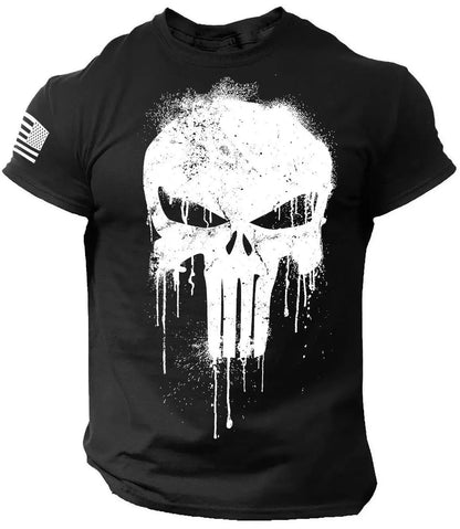 Herren Oversized T-Shirt mit 3D-Totenkopf-Print