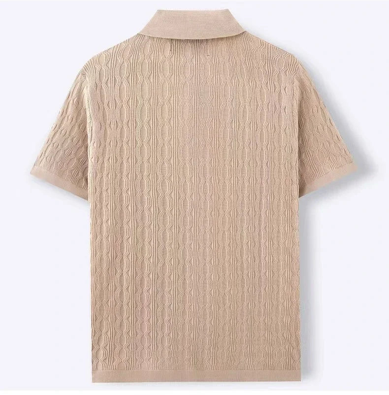 Herren Strick-Polohemd Kurzarm – Business Casual Top