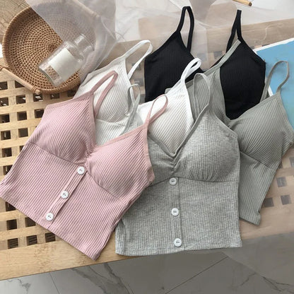 Damen Strick-Tanktop mit Trägern – Basic Crop Top