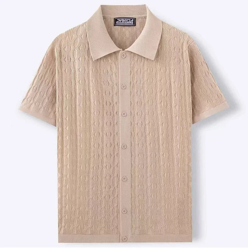 Herren Strick-Polohemd Kurzarm – Business Casual Top