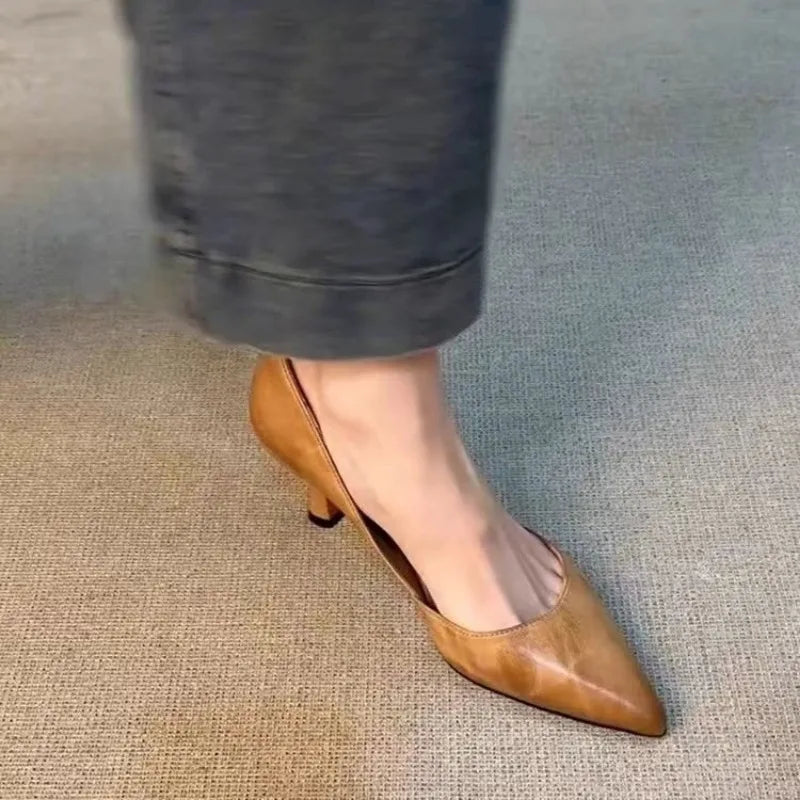 Damen Pumps Spitz – Elegante Retro Slip-On Heels