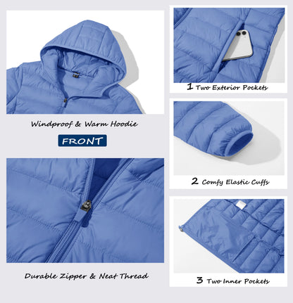 Damen Steppjacke mit Kapuze – Warme Winter-Pufferjacke