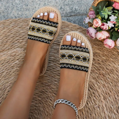 Damen Sandalen Böhmischer Stil – Flache Sommer-Slipper