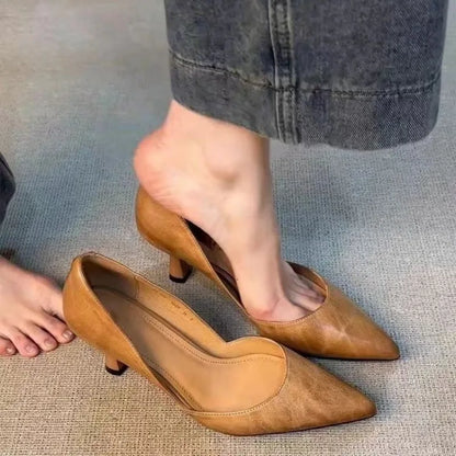 Damen Pumps Spitz – Elegante Retro Slip-On Heels