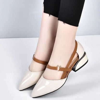 Damen Riemchenpumps mit niedrigem Absatz in Lack-Optik
